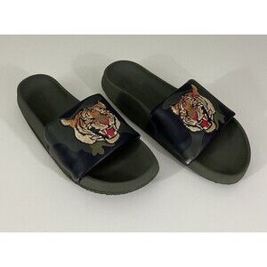Polo Ralph Lauren Men Cayson TIGER Olive Green Slide Sandals Sz 9 Streetwear